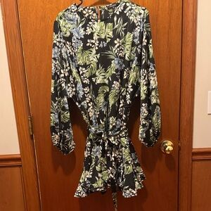 The CutESt flowy DRESS Mittoshop Green and Black Leaf Print Dress